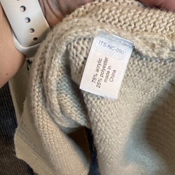 Lane Bryant Womens Fair Isle Cardigan Sweater Size 10/12 Tan Black Open Front - Picture 7 of 10